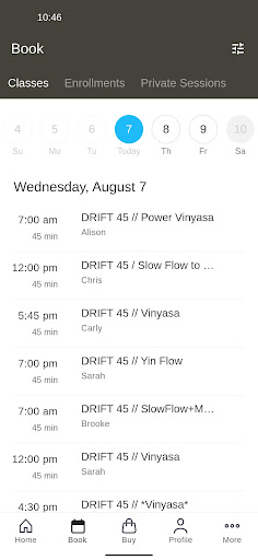 Drift Yoga + Juice Bar Screen 2
