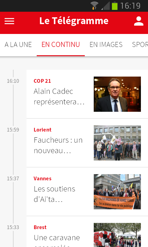 Android application Le Télégramme - Actualité screenshort