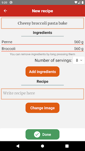 My Recipes Screen 3