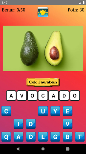 Android application Tebak Buah Bahasa Inggris screenshort