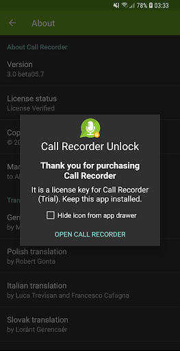 Android application Call Recorder Unlock screenshort