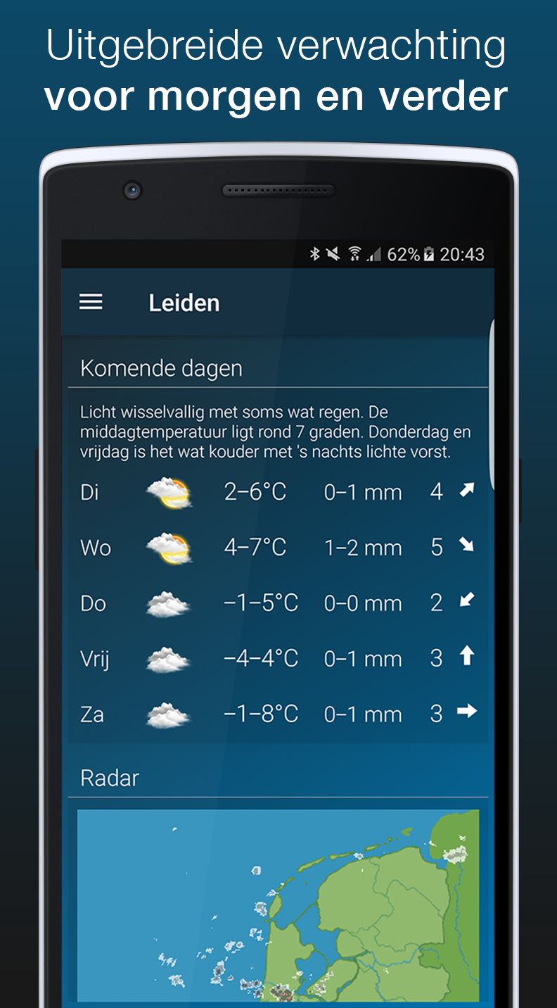 Android application Het Weer: weerapp, radar, verwachting en weeralarm screenshort