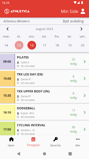 Android application SiO Athletica screenshort