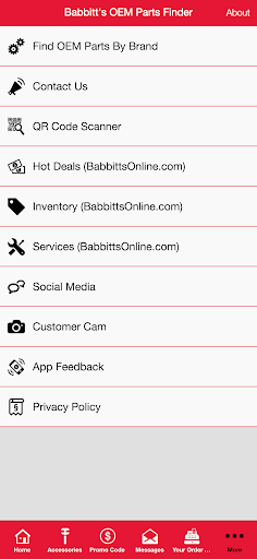Babbitts OEM Parts Finder Screen 2