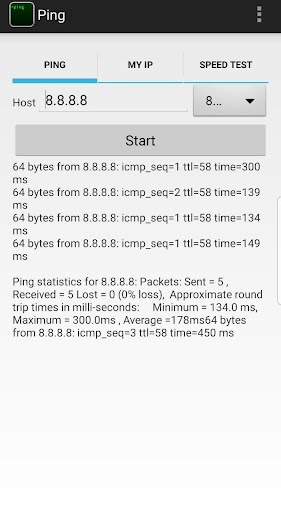 Android application Ping screenshort