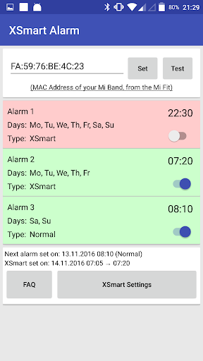 Smart Alarm for Mi Band XSmar