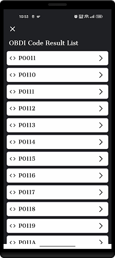 OBDII Code Finder Screen 2