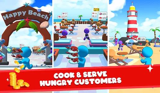 Idle Beach Inc: Cooking Tycoon