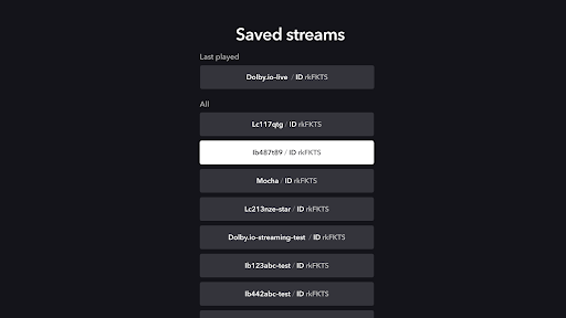 Screenshot of Dolby.io Stream Monitor