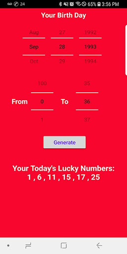 Android application Daily Lucky Numbers Generator screenshort