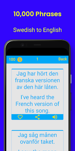 Android application Swedish Phrases screenshort