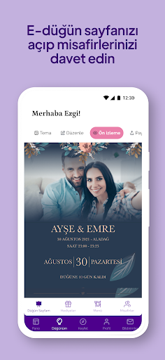 Android application e-düğün Çiftler screenshort