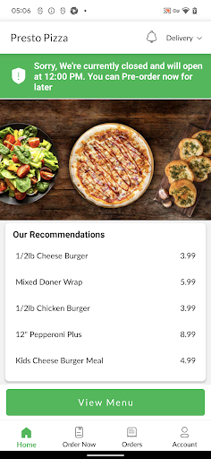 Presto Pizza Screen 2