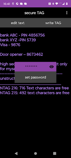 Android application secure TAG screenshort
