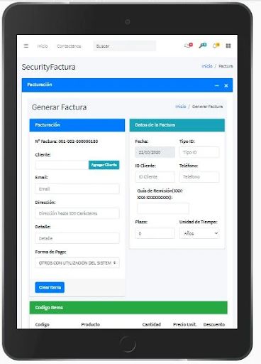 SECURITY FACTURA Screen 3