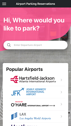 Android application Airport Parking Reservations screenshort