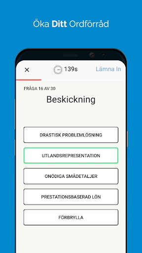 Android application Ordförståelse screenshort