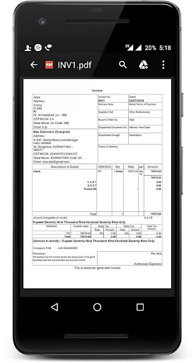 Android application Tally in Mobile App GST Bills screenshort