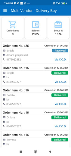 My Dear Cart - Delivery Boy Ap Screen 2
