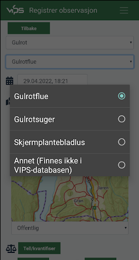 VIPS Feltobservasjoner Screen 3