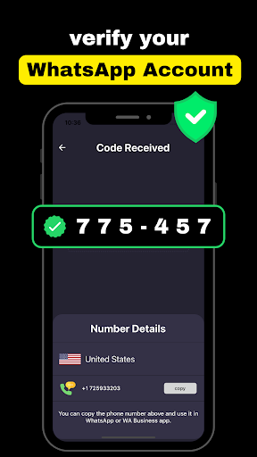 2nd Virtual Number : SMS CODE Screen 3