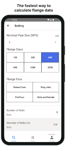 Android application Flange Bolt Size & Torque screenshort