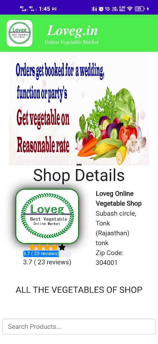 Android application Loveg Online Veg & Fruits Shop screenshot