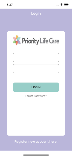 Android application Priority Life Care screenshort