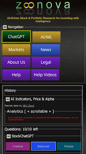 Android application Zoonova: Stock AI Analytics screenshort