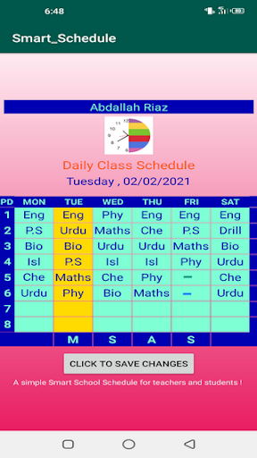 Android application School Schedule screenshort
