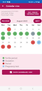 Kalender für Eisprung / Zyklus