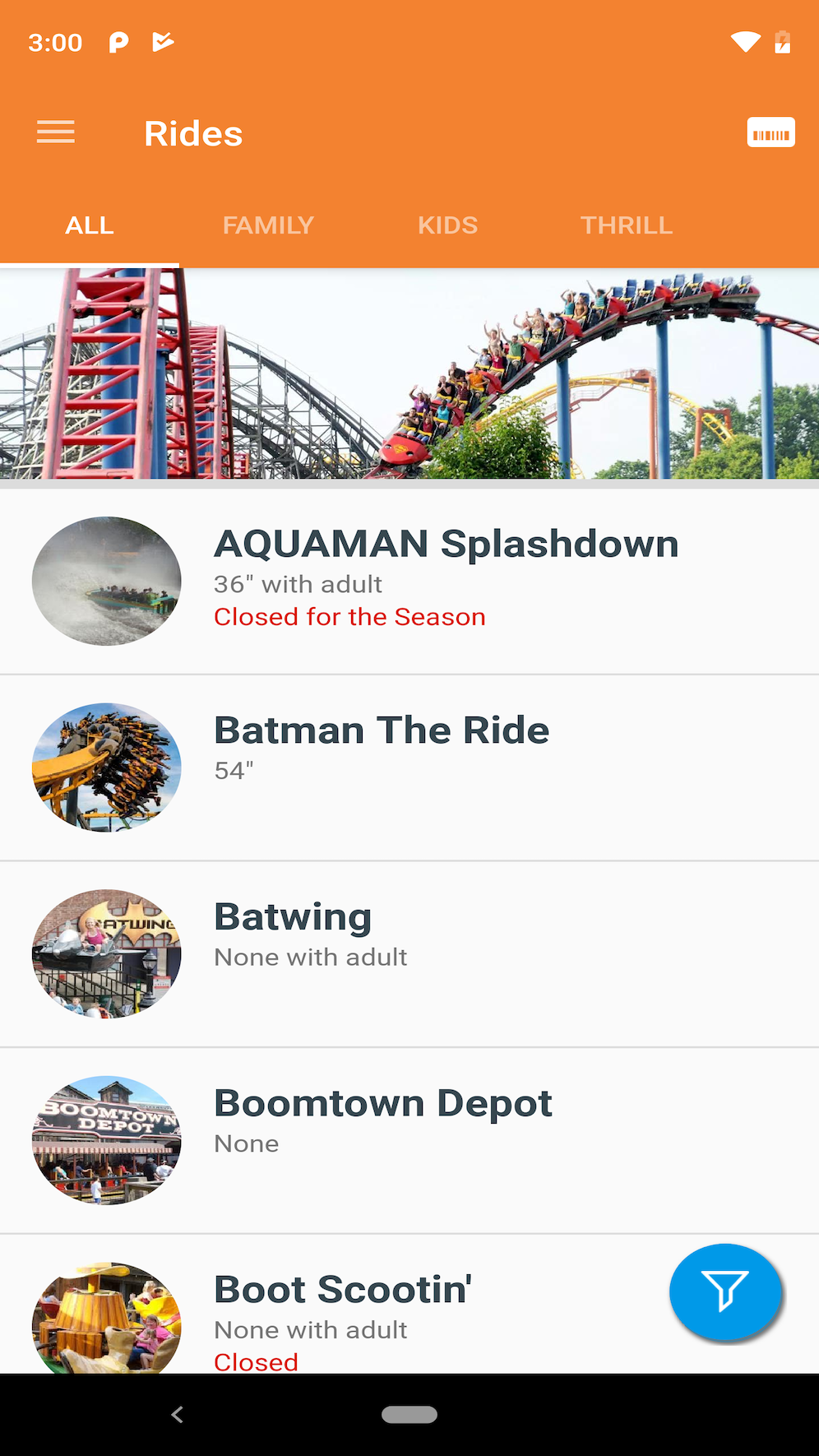 Android application Six Flags screenshort