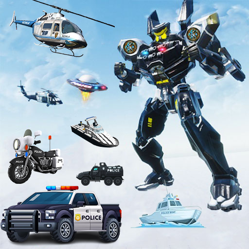 USA Police Car Truck Jet Robot