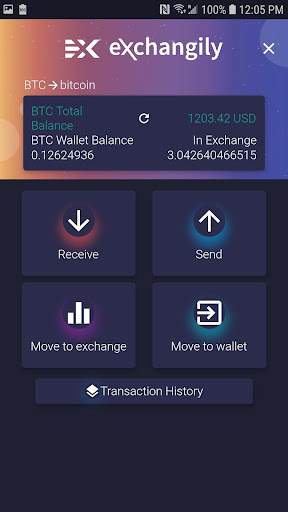eXchangily DEX Bitcoin Wallet Screen 2