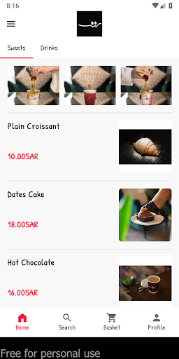 Android application رووف كافيه screenshort