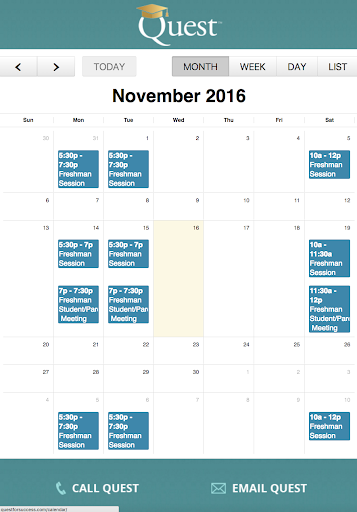 Quest for Success: Calendar Screen 2
