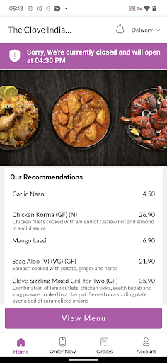 The Clove Indian Restaurant Screen 2
