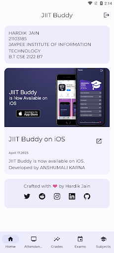 Android application JIIT Buddy - Jaypee Webportal screenshort