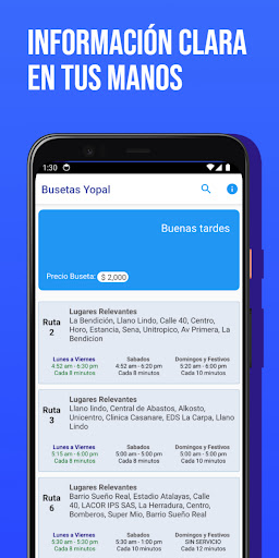 Android application Busetas Yopal screenshort