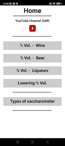 Android application Calculation of alcohol content screenshort