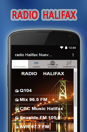 Android application Halifax Nova Scotia radios screenshort