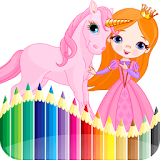 Princess coloring kids book icon
