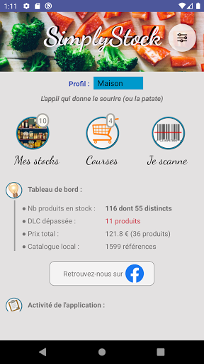 Android application SimplyStock - scan produit screenshort