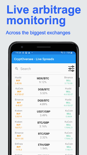 Android application CryptOversee, Crypto Arbitrage screenshort