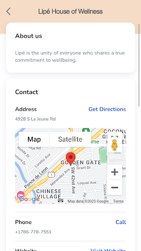 Android application Lipé House of Wellness screenshort
