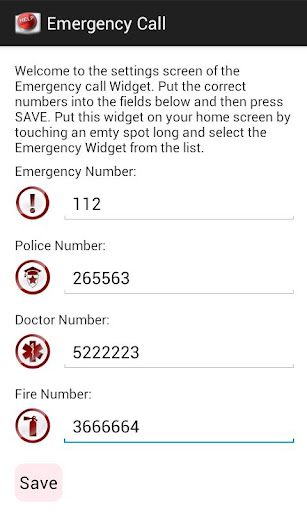 Android application Emergency Call Widget screenshort