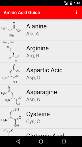 Android application Amino Acid Guide screenshort