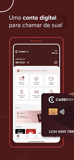 Android application CardPay: conta digital+cartão screenshort