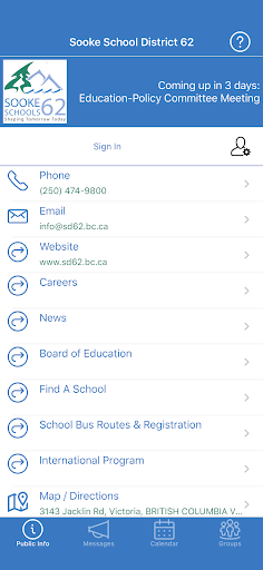 Android application Sooke School District 62 screenshort