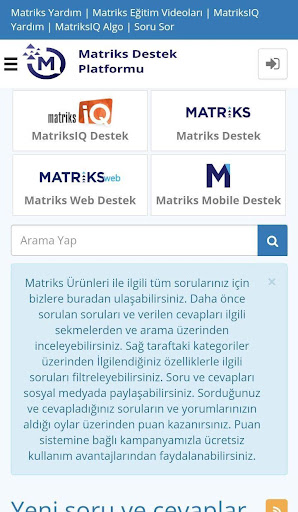 Android application Matriks Destek Platformu screenshort